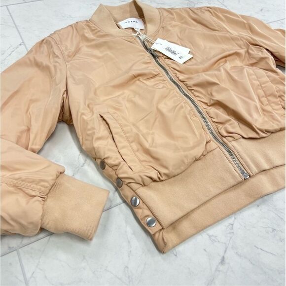 Frame Denim Shirred Bomber Jacket In Nude - Picture 5 of 7